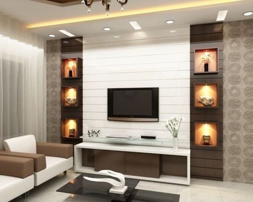 فضاي نشيمن بزرگ در طرح تي وي وال لاكچري (Large living space in luxury TV wall design)