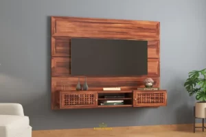 چوب گردو در تی وی وال Walnut wood on the TV wall