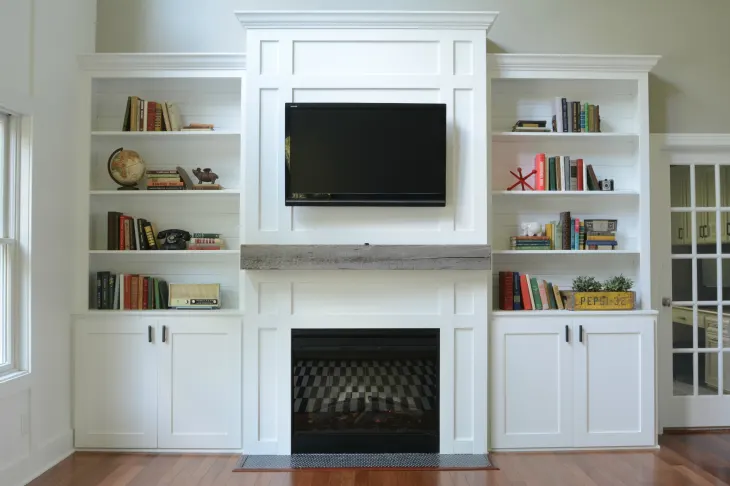 تی وی وال همراه با شومینه TV wall with fireplace