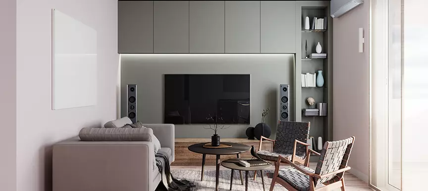 تی وی وال کلاسیک با ترکیب رنگ طوسی Classic TV wall with gray color combination