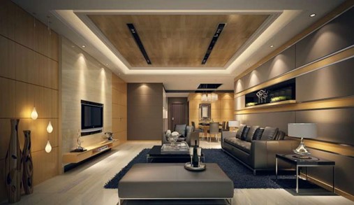  فضاي نشيمن بزرگ در طرح تي وي وال لاكچري (Large living space in luxury TV wall design)