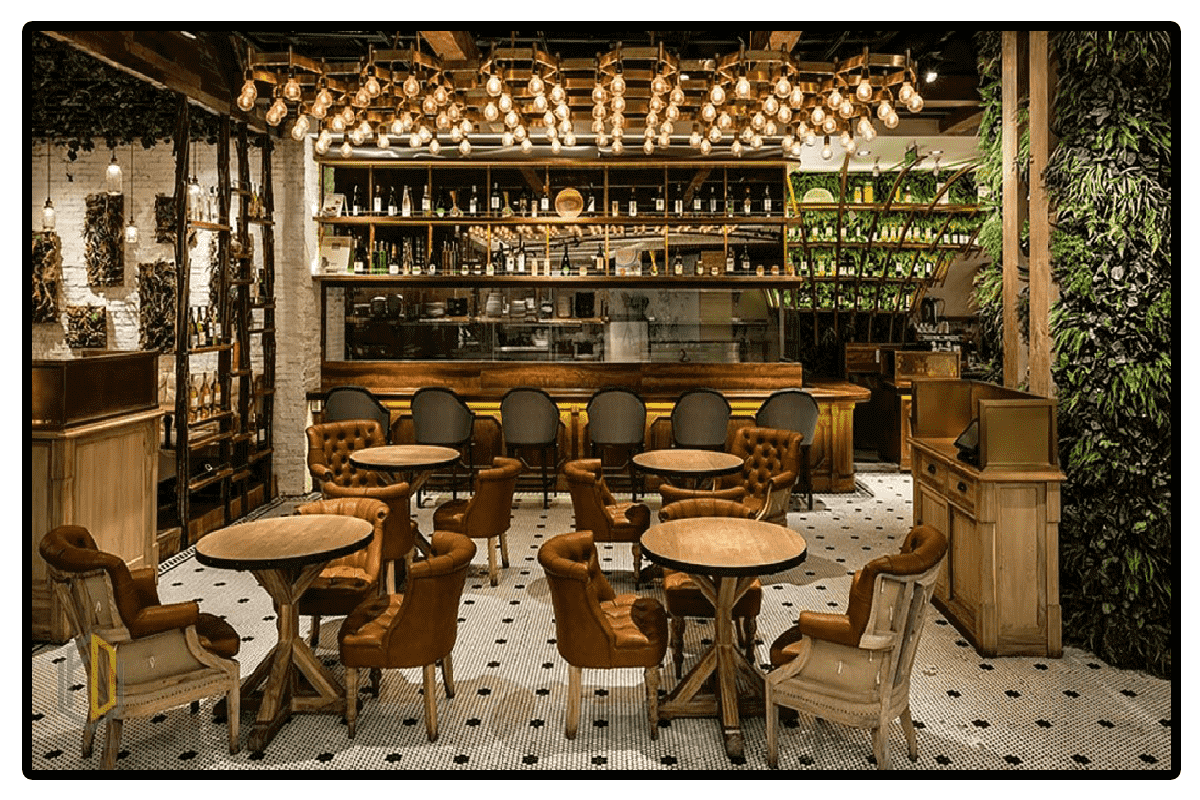استفاده از برگ و تنه درختان در طراحی کافه‌های کوچک Using leaves and tree trunks in the design of small cafes