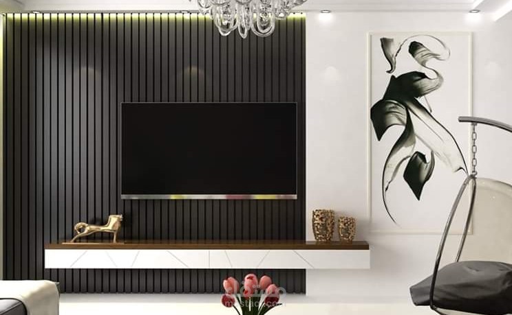 چوب ترمود در طراحی تی وی وال Thermod wood in TV wall design
